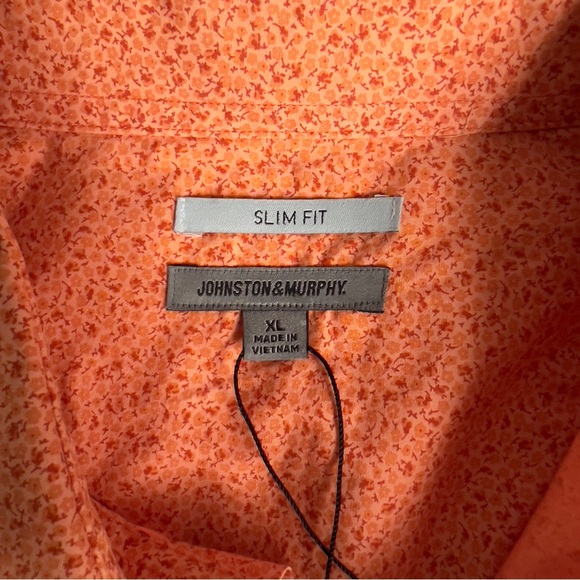Johnston & Murphy Long Sleeve Shirt Pearl Snap Button Down Orange Calico Size XL - Picture 5 of 8